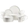 MÄSER, Serie Sita, set di piatti per 6 persone, stoviglie in porcellana bianca con bordo nero, semplice, elgeant, porcellana, bianco