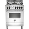 BERTAZZONI LA GERMANIA - Cucina a Gas AMN664GXT 4 Fuochi a Gas Forno a Gas Ventilato Classe A+ Dimensioni 60 x 60 cm Colore Inox Serie Americana
