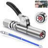 Nevoluxer Testina Ingrassatore Professionale Ghiera Rinforzata Testina Ingrassatore per Uso Industriale Pistola Grasso Alta Pressione Acciaio 30 cm