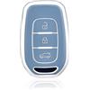 OFF WE GO Custodia Chiave Cover Chiave Guscio Chiavi per Renault Clio Twingo Kangoo Master Megane Kadjar Trafic Captur Scenic Dacia Sandero Coprichiave TPU Telecomando Auto Portachiavi, Argento Blu