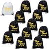Calenxy Set di 8 zaini da sposa con coulisse, borsa sportiva JGA per addio al celibato con coulisse, zaino per sposa, sacca da ginnastica da donna Team Bride, 11 nero e 1 bianco, Mittelgroße
