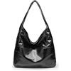CUNGGI Borsa da donna grande borsa a tracolla Hobo Tote Bag in ecopelle vegana casual retrò borsa a tracolla per uso quotidiano, Olio Nero
