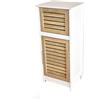 BM 4011 Armadietto Terra Autoportante da Bagno, Mobile Salvaspazio, MDF, 36.5x30x83cm, Colore Bianco/Legno Grano, Bagno Cucina Corridoio, 1 Ante 1 Ripiano 1 Cassetto