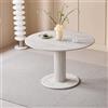 JZGORC Tavolo da Pranzo Rotondo, Base con Gambe Cilindriche, Effetto Finto Marmo, Tavolo da Pranzo Moderno e Minimalista per Soggiorno o Cucina, 115 x 115 x 75 cm - Travertino Grigio
