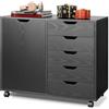 DEVAISE Archivio a 5 Cassetti e Armadio 2 Livelli, Mobile Sottoscrivania in Legno per Libri e Formati A4/Letter/Legal, Nero