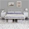 Httxyp Struttura Letto Matrimoniale in Ferro Battuto a Doghe 160 x 200 cm Testiera Elegante in Metallo Stile Rustico Moderno Bianco