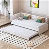 POYHKFD Divano letto convertibile 90/180 x 200 cm, Clic Clac a 2 posti convertibile con doghe e letto estraibile, letto imbottito per adolescenti e adulti in velluto (Beige-A)
