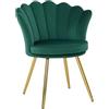 HOMCOM Poltrona Conchillage, sedia da toeletta, poltrona in velluto da soggiorno con gambe in metallo dorato per soggiorno camera da letto e sala da pranzo, 67 x 64 x 77 cm verde