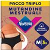 Nuvenia Intimawear, Mutandine Mestruali in cotone biologico, Lavabili e riutilizzabili per Giorno e Notte, Flusso Moderato-Abbondante, Colore Nero, Taglia M, 3 confezioni