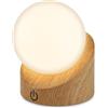 BRILONER - Mini lampada da tavolo a LED senza fili IP54 con touch, lampada comodino, dimmerabile, batteria ricaricabile e sorgente luminosa intercambiabile, lampada da esterno, 10x8x9 cm, stile legno