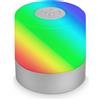 Briloner - Mini Lampada da Tavolo a LED Senza Fili, Comodino Touch e Scrivania, USB-C, Lampada da Campeggio, Luce Bianca Calda e Colorata, RGB, 7x7 cm, Cromo Opaco