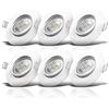 B.K.Licht Faretti led da incasso per cartongesso, ultrapiatti orientabili, 5W, foro Ø68mm, luce calda 3000K, 460Lm, set 6 faretti da soffitto rotondi, plastica color nichel opaco 230V