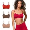 FOCENZA Set 3 Pezzi Reggiseno Donna Senza Ferretto, Brassiere con Spallina Stretta in Microfibra Elasticizzata, Vari Colori, Made in Italy (Bianco-Nudo-Cipria, S-M)