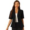 Allegra K Donna Blazer in Lino di Cotone per Giacca Blazer con Risvolto Dentellato A Maniche Corte da Ufficio Bianca XS