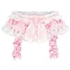 Satini Con volant Pizzo Femminuccia Setoso Raso Giarrettiera Reggicalze cintura Lingerie Mutandoni (Rosa pastello, L)