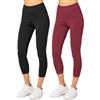 Merry Style Leggings Donna 3/4 Pantaloni Capri Morbidi e Confortevoli Leggins Donna in Cotone Traspirante Elastici e Delicati sulla Pelle Sensibile (2 Pack) MS10-199 (Nero/Rosso Vinaccia, XS)