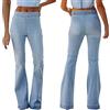 Generisch Pantaloni da donna in jeans a vita alta, vestibilità stretta, jeans da donna in tinta unita, slim larga, jeans a zampa, per attività all'aria aperta, tempo libero, streetwear, ragazze