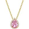 GoldChic Collana Tormalina Rosa Ciondolo Goccia Collana Donna Oro 41+5 CM Regolabile Taglio a Diamante Scintillio a 360 Gradi Compleanno