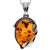 SilverAmber Jewellery Noda 359 - Ciondolo classico in ambra baltica e argento Sterling, senza catenina, 18x12 mm / 3.1 x 1.7 cm, Argento sterling, Ambra