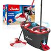 Vileda Turbo Mop Easy Wring & Clean con Secchio a Pedale, Manico Telescopico 85-130 cm, Scopa con Tergicristallo Rotante, Mocio in Microfibra 2 in 1, Scopa a Pedale e Secchio, colore Grigio