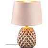 Reality Leuchten Reality Lampada da tavolo Ariana R51531044, base in ceramica beige, paralume velluto beige/color oro, escl. 1x E14