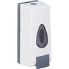 relaxdays Dispenser di Sapone, Ricaricabile, 350 ml, Montaggio Salvaspazio a Parete, Dosatore Manuale, Bianco, 1 pz
