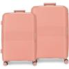 Movom Inari - Set di valigie rosa 68/78 cm, rigido 8 kg, chiusura TSA integrata in polipropilene, 8 kg, 189 l, estensibile, Rosa, Taglia unica, Set di valigie