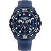 Tommy Hilfiger Orologio Cronografo al Quarzo con Calendario da Uomo con Cinturino in Silicone Blu Navy - 1792232, Blue