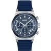 BOSS Orologio con Cronografo al Quarzo da Uomo Collezione CANDOR CHRONO con Cinturino in Silicone Blu, 1514243, Blue