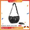 Miss Lulu borsa a tracolla da donna Design pieghettato borsa a tracolla Vintage borsa a tracolla catena elegante piccola borsa - Black