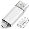BORLTER CLAMP 128GB Chiavetta USB 3.0 Type-C, 2 in 1 Pen Drive (USB Type C & USB 3.0) USB C Memoria Flash, OTG USB Flash Drive Girevole per Android Smartphone/Tablet/Computer (Argento)
