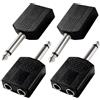 KUOQIY 4 Pezzi 6.35mm Jack Audio Mono Splitter Adattatore, Spina Jack Mono da 6.35 mm a 2 Prese Mono da 6.35 mm Adattatore, Nichelato
