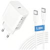 sccvee 25W USB C Caricabatterie Caricatore con 1.8M Cavo per Samsung Galaxy S24/ S23/ S23+ /S23 Ultra /S22/S21 /S20 /Note20 /A73 /A53 /S10, USBC Carica Alimentatore Tipo C Spina Presa Ricarica Adattatore