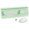 SOLIDEE Combo Tastiera e Mouse Wireless Colorato,tastiera per macchina da scrivere retrò 2.4GHz,104 Tasti con Tastierino Numerico,Tastiera a Membrana Silenziosa(Americana QWERTY)(Pro Green)