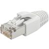Lumonic 10x Spina di rete RJ45 Bianco I Con scarico della trazione, aiuto all'inserimento e protezione dalla piegatura I Spina a crimpare per cavo di rete LAN CAT5, CAT6 e CAT7
