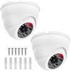 QWORK® 2 x Videocamera Telecamera Finta di Sorveglianza da Esterno/Interno, LED Rosso Lampeggiante, Colore Bianco