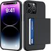 ÁRBOLORO Cover per iPhone 14 Pro Max con Porta Carte Custodia Portafoglio Antiurto Anti-Graffio Resistente Grado Militare Protettiva Slot Nascosto Scorrevole Case, Nero