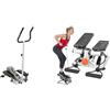 Sunny Health & Fitness Magnetic Underdesk/Standing Portable Ellittical Machine + Advanced Mini Home Steppers, Total Body Workout Stair Machine with Resistance Bands - SF-S0978