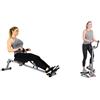 Sunny Health & Fitness Twister Stepper Machine, Height Adjustable Stepper w/Handlebars & LCD Monitor + SF-RW1205 12 Adjustable Resistance Rowing Machine Rower w/Digital Monitor