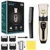 GYOUFU Tagliacapelli per uomo Kit per tagliare i capelli Trimmer per barba elettrico ricaricabile Rasoio per barba senza fili per cani da compagnia Baby Kids con pettini guida (Oro A1)