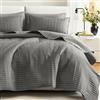 Comfort Spaces Kienna - Set di biancheria da letto con trapuntatura double-face, leggera e morbida, per tutte le stagioni, con federa abbinata, antracite, copriletto king size (264 x 228 cm), 3 pezzi