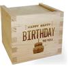 Feel Green - WE CREATE NATURE Confezione regalo con incisione Happy Birthday - Confezione regalo in legno di ontano con coperchio scorrevole, 11 x 11 x 9,5 cm, senza plastica e qualità UE