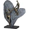 Casablanca modernes Design Casablanca - Scultura Heart of Stone in resina, motivo cuore e coppia, finitura antica, bronzo/grigio, altezza 30 cm x larghezza 24 cm