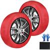 SWAWIS Catze da Neve Omologate EN 16662-1 Catene da Neve in Tessuto Taglia XL per R14 - R22 Auto Universali, 1 Coppia Rosso
