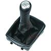 L & P Car Design Pomello cambio e Cuffia cambio compatibile con VW Polo 4 9N 2001-2009 - 5 Marce - 12mm - nero rosso - con telaio - finta simil pelle - leva cambio manuale - (A255-2)