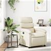 Gecheer Poltrona,Massaggiante,Relax Reclinabile,con Poggiapiedi,in Similpelle,Crema,70x92x99,5 cm,Poltrona per Anziani,Poltrona da TV,Poltrona Relax,Poltrona Reclinabile,Poltrona da Salotto