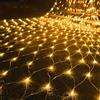KINGCOO Luci a rete a batteria, 96 LED, impermeabili, 8 modalità, per interni ed esterni, Natale, giardino, cortile, feste, matrimoni, vacanze, decorazione da parete (bianco caldo, 1,5 x 1,5 m)