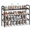 SONGMICS Scarpiera Espandibile, Scaffale Porta Scarpe in Metallo a 3 Ripiani, Organizzatore per Scarpe Regolabile, per Corridoio, Armadio, Entrata, Montaggio Facile, Nero Inchiostro LMR039B01