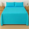 Corredocasa Completo Lenzuola Smerlato per Letto Matrimoniale in 100% Puro Cotone Naturale Prodotto Alta Qualità Made in Italy (Turchese)