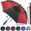 ZOMAKE Ombrello da Golf Grande 157cm, Automatico Ombrelli Pioggia Grandi Resistente Antivento, Extra Large Umbrella Per Uomo Donna Con Doppio Baldacchino (Nero/Rosso)
